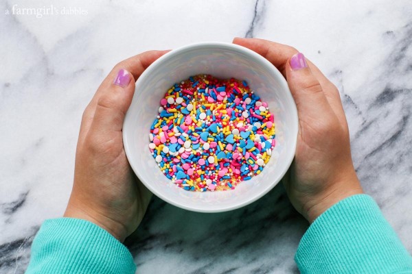 a bowl of mixed sprinkles