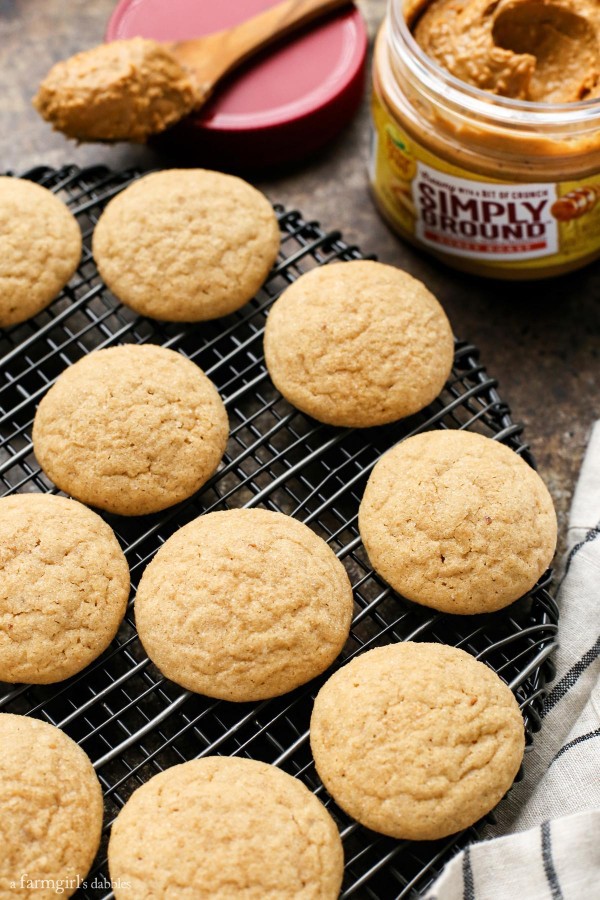 Honey Roasted Peanut Butter Cookies with a jar of peanut butter