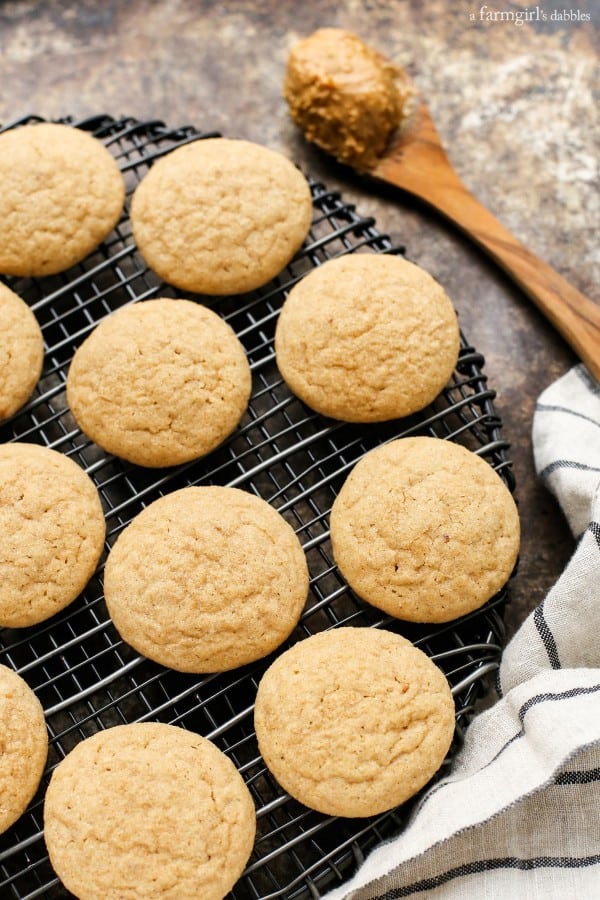 Honey Roasted Peanut Butter Cookies on a cooling rack