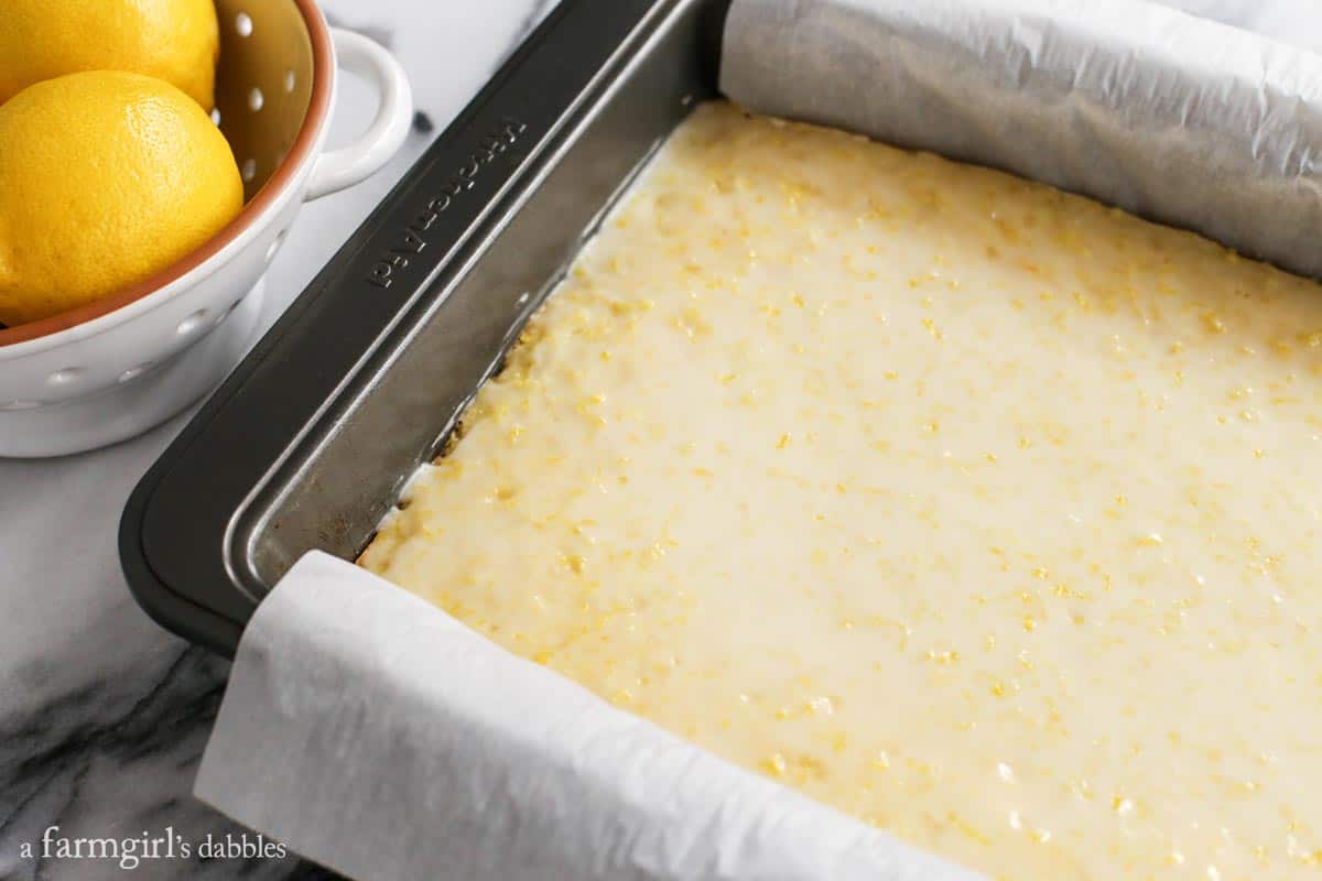 lemon bars in a pan