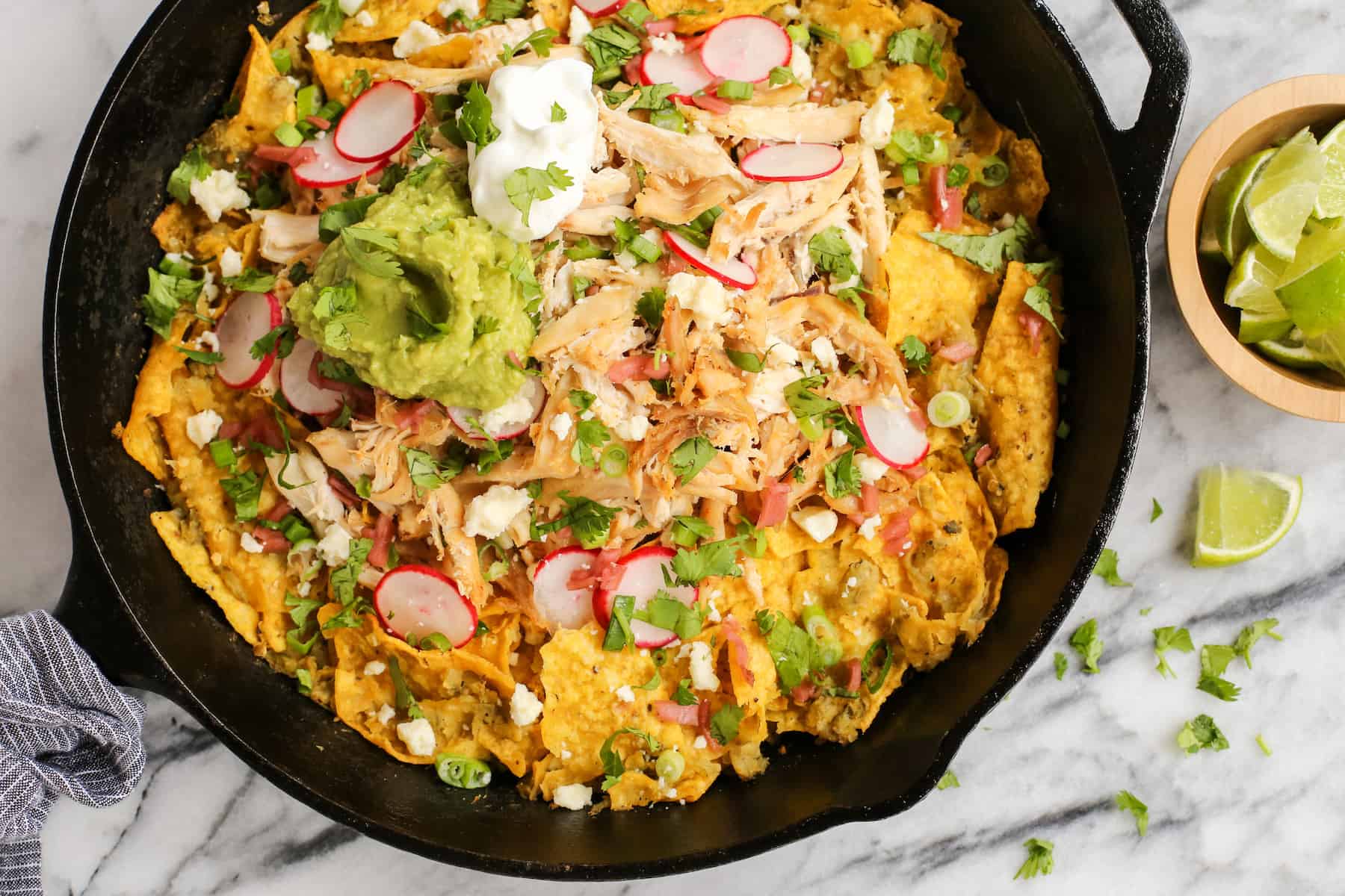 Skillet chicken chilaquiles with salsa verde