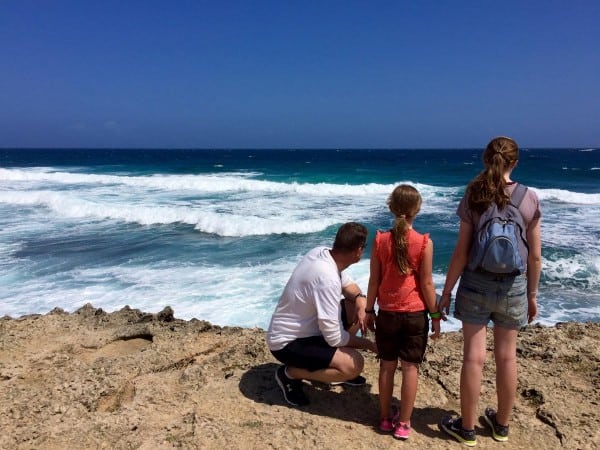 family picture on aruba's coastline