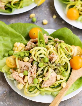 Lemon Pepper Salmon and Zucchini Noodle Salad Cups