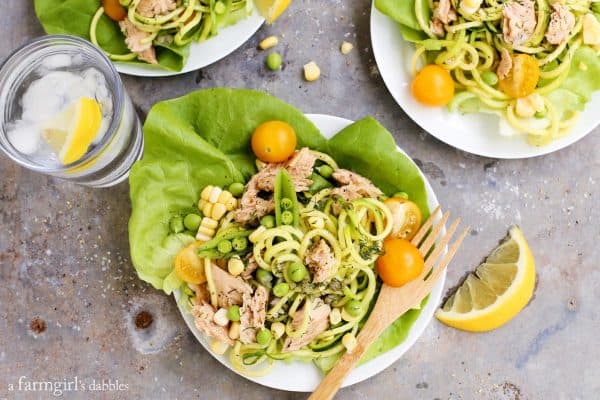 Salmon and Zucchini Salad Cups 