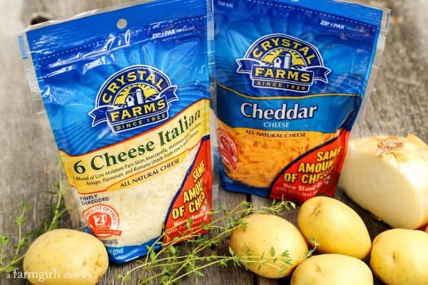 Crystal Farms Cheese bags with potatoes and onions