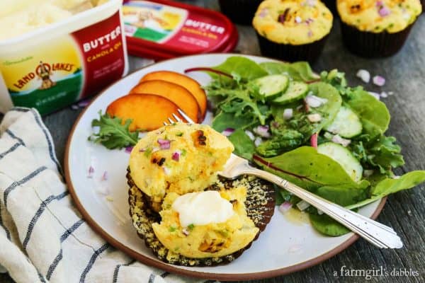Jalapeno Grilled Sweet Corn Muffins with butter spread on 