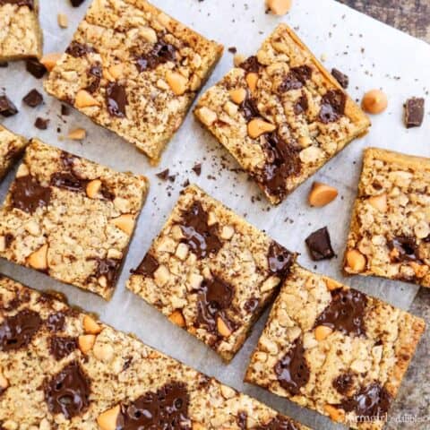 Butterscotch Chocolate Chunk Blondies with Smoked Salt