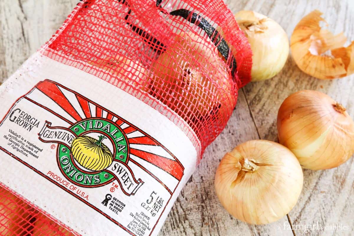 A bag of Vidalia Onions.