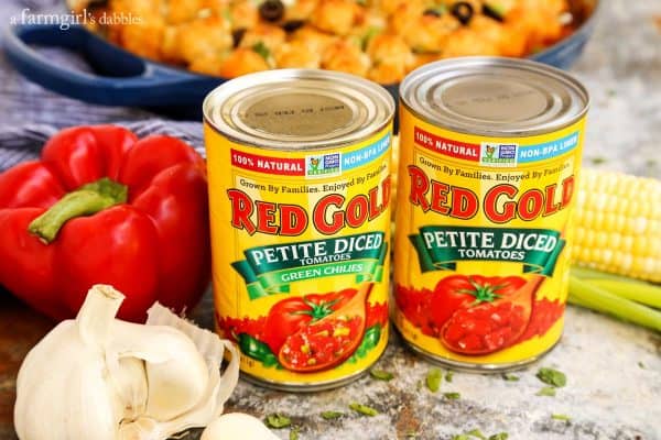 Red Gold petite diced tomato cans