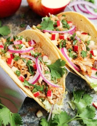 Autumn-Spiced Cheddar Chicken Tacos with Apples