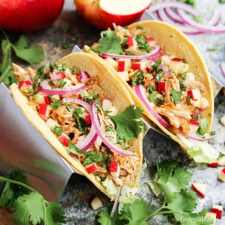 Autumn-Spiced Cheddar Chicken Tacos with Apples