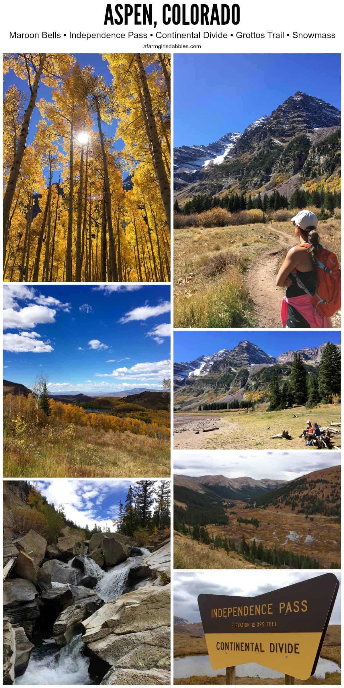 a collage of photos from Aspen, Colorado