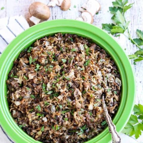 Creamy Wild Rice Casserole with Sausage and Mushrooms