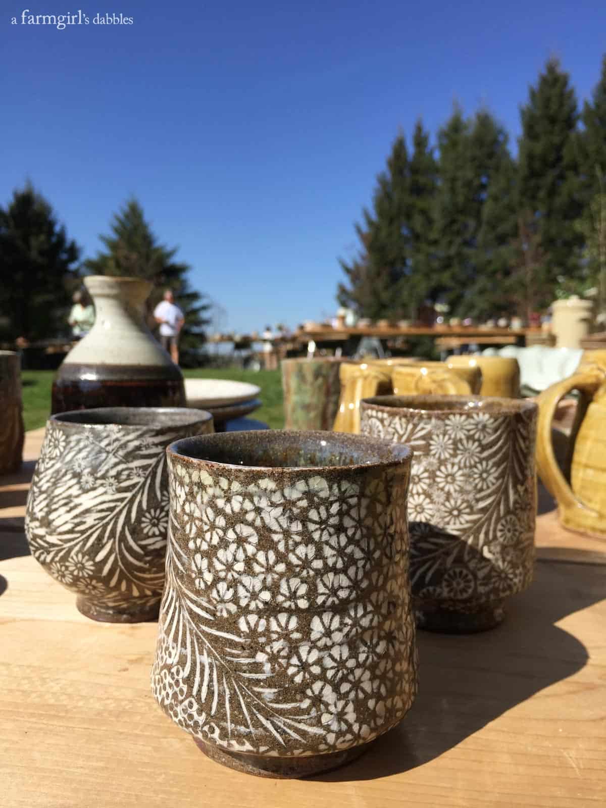 St. Croix Valley Pottery Tour, handmade cups with flower inlays