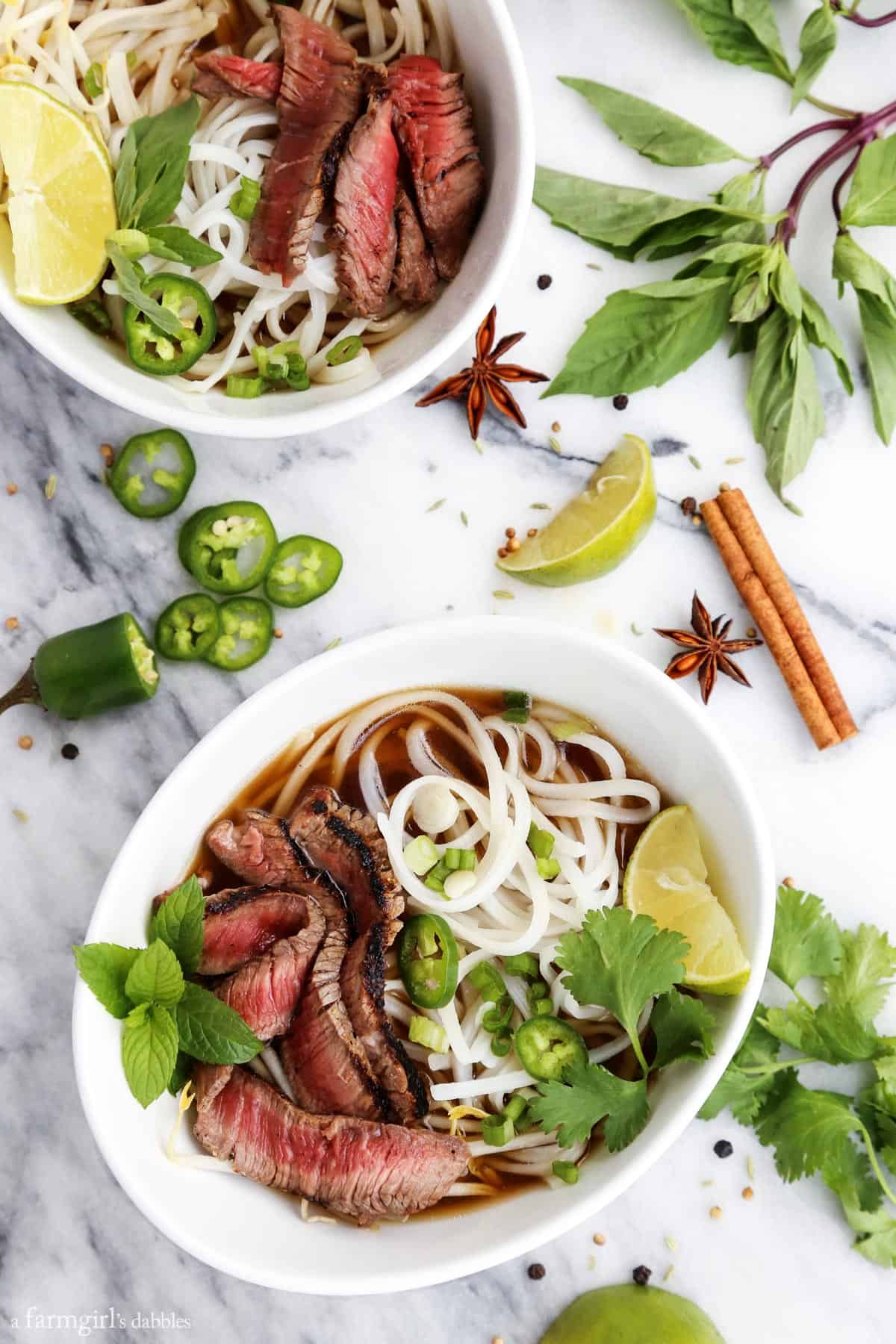 two bowls of Beef Pho