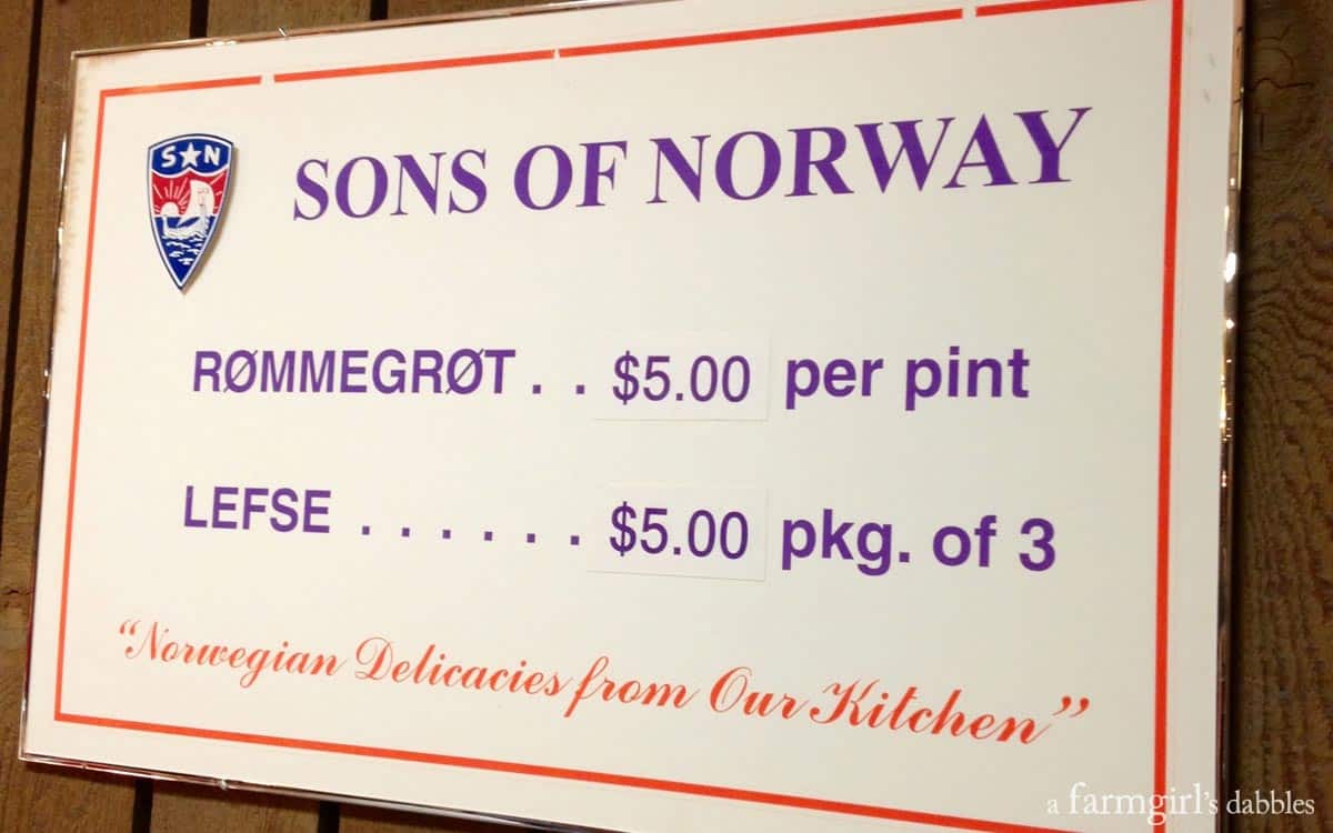 Sons of Norway menu in Fargo, ND