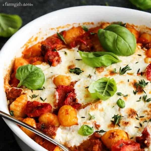 Cheesy Baked Gnocchi with Tomatoes and Sausage