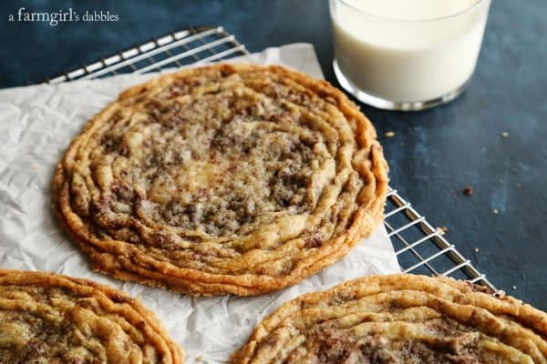 crinkled chocolate chip cookies