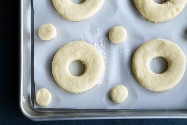Homemade Yeast Donuts on a baking pan