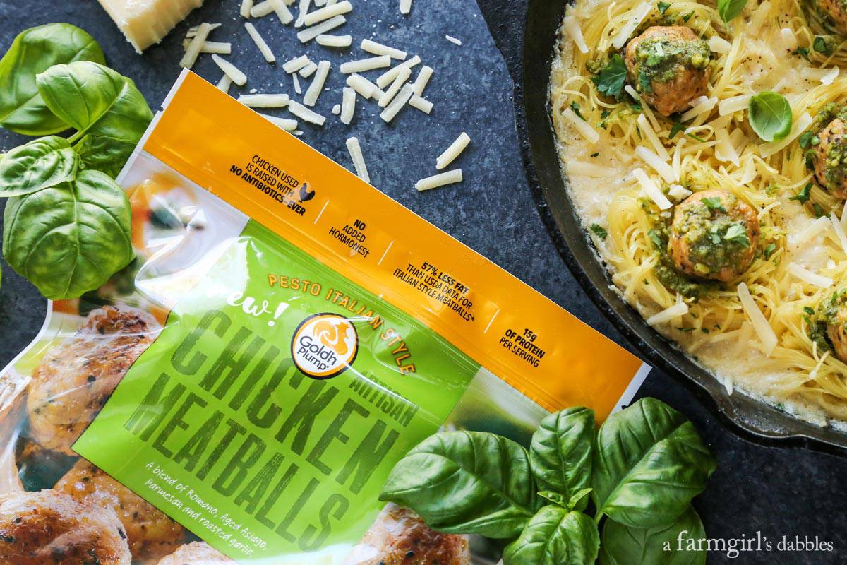 Creamy Garlic Pasta Nests with Pesto Chicken Meatballs A Farmgirl's