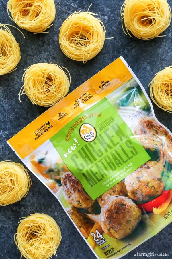 chicken meatballs and pasta nests