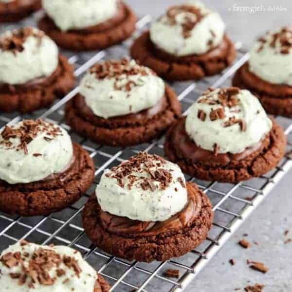 Mint Chocolate Chip Buttercream Brownie Cookies