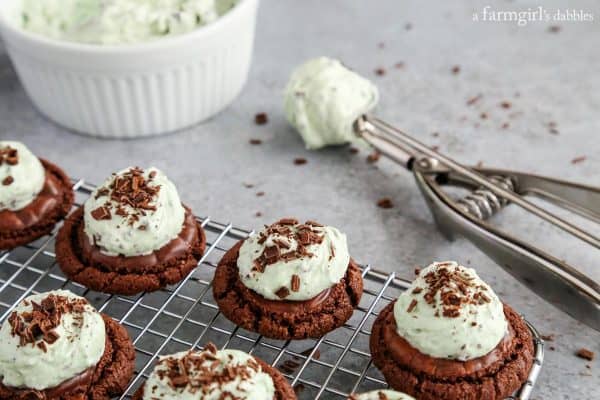 Mint Chocolate Chip Buttercream Brownie Cookies - a farmgirl's dabbles