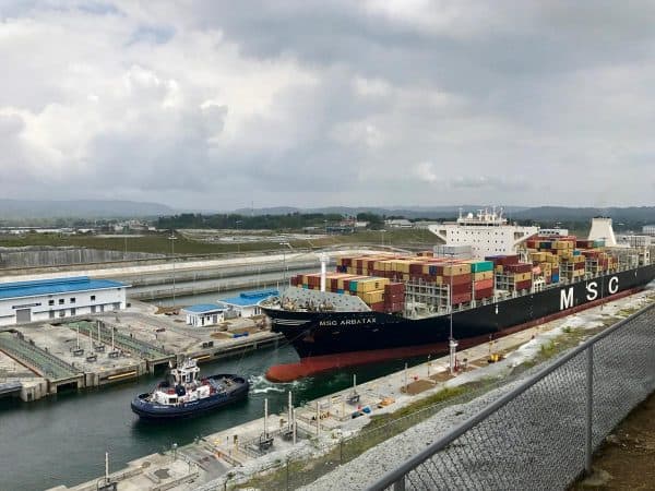 a cargo ship in the canal