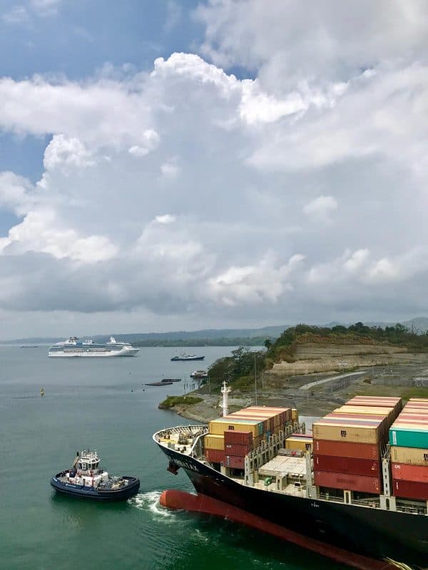 cargo ship in the panama canal