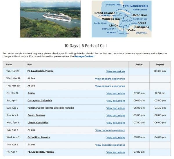 cruise itinerary