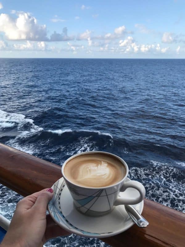 coffee mug on a balcony