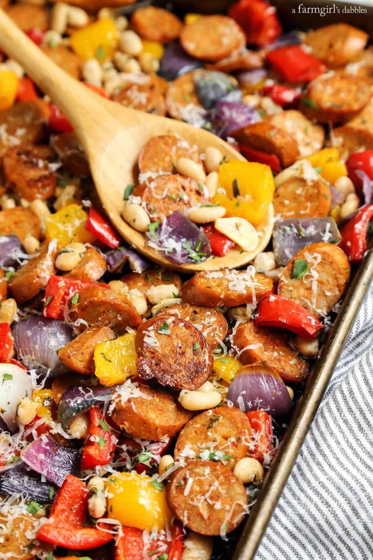 Sheet Pan Italian Chicken Sausage with White Beans and Peppers - a ...