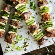 pinterest image of Sugar Grilled Beef and Asparagus Kebabs