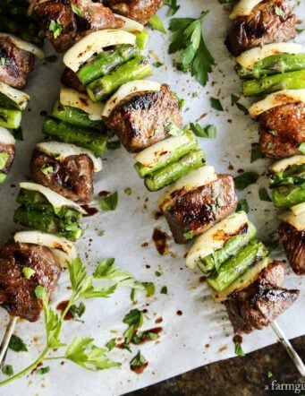 Sugar Grilled Beef and Asparagus Kebabs