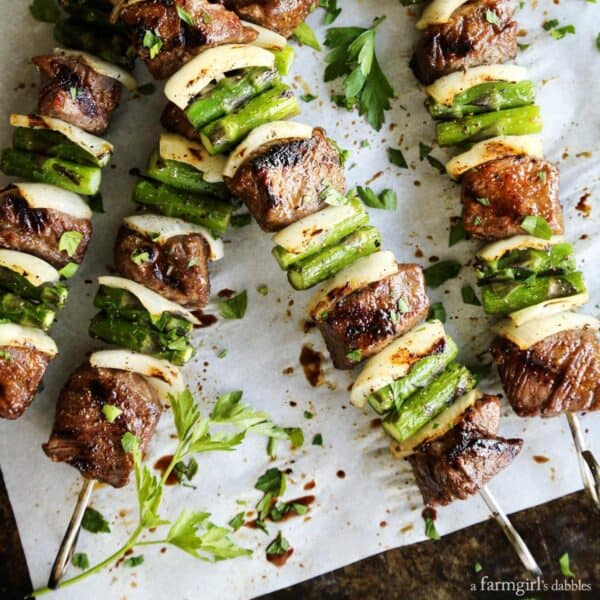 Sugar Grilled Beef and Asparagus Kebabs