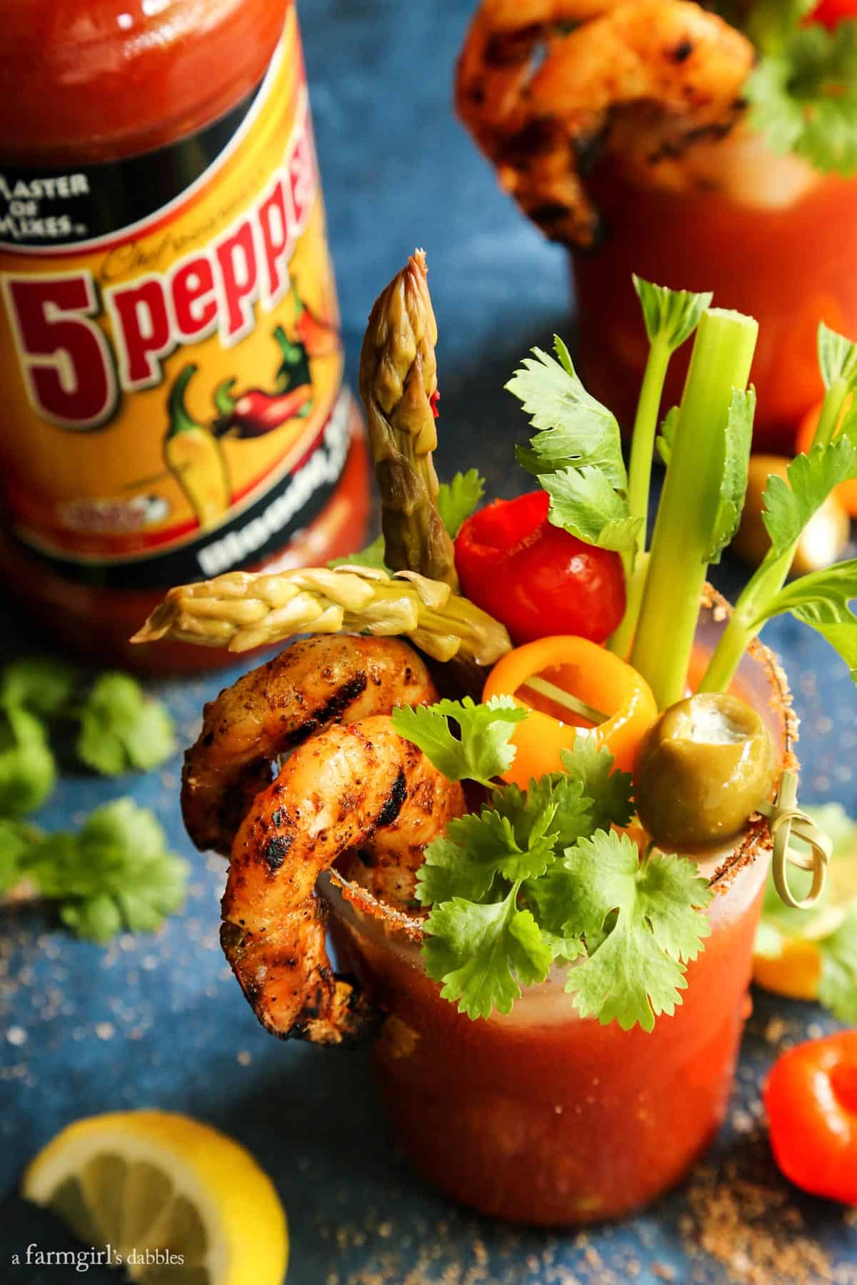 5 Pepper Bloody Mary with Grilled Jalapeño Shrimp A Farmgirl's Dabbles