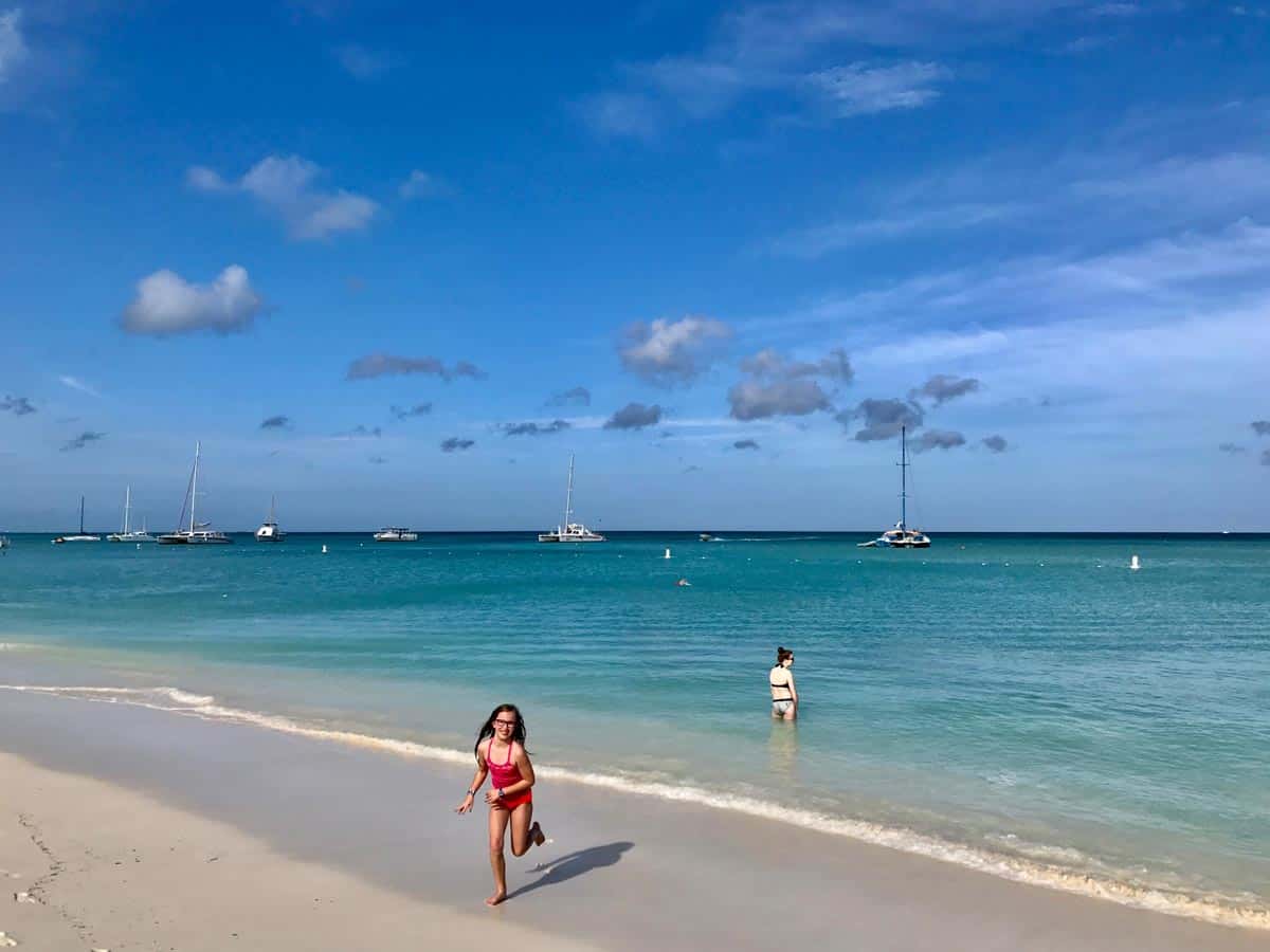 two girls on the beach in aruba