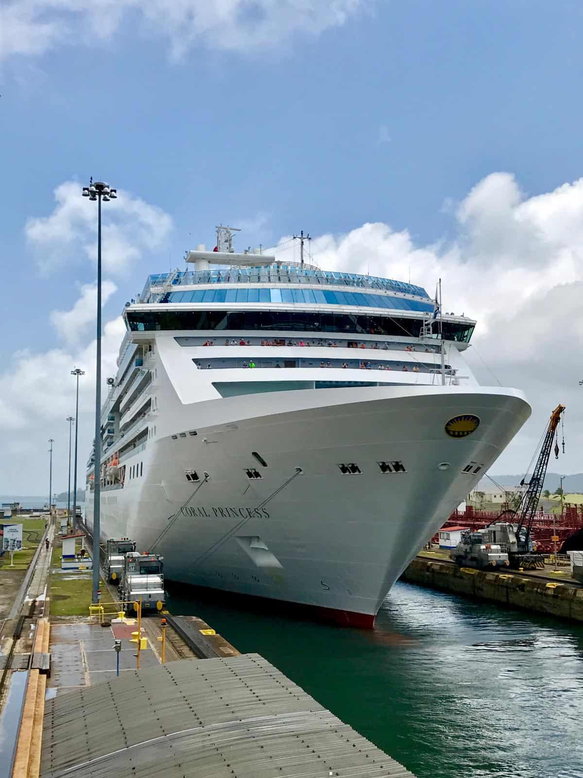 a cruise ship going through the panama canal