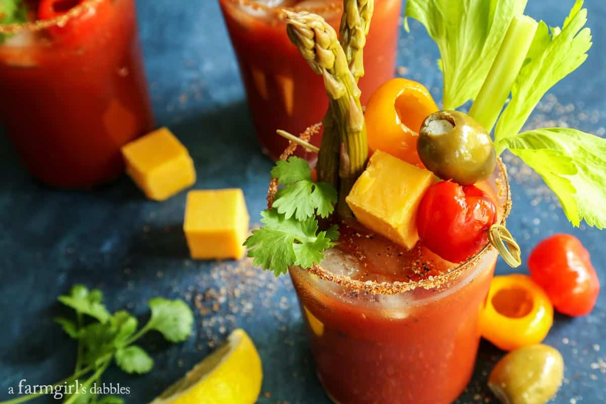 Bloody Mary glasses with Rim Salt.