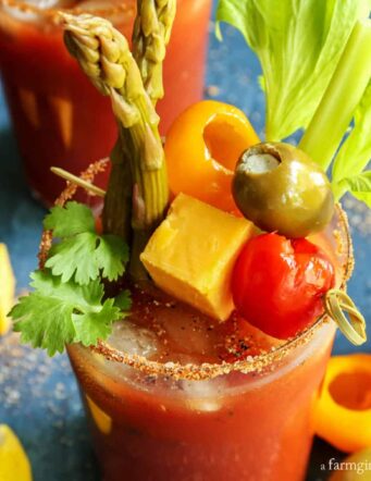 a bloody mary with a salted rim