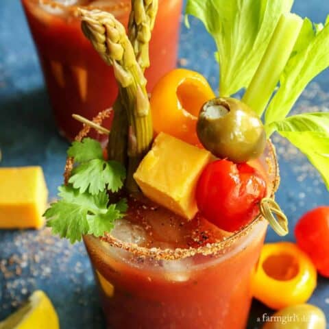 a bloody mary with a salted rim