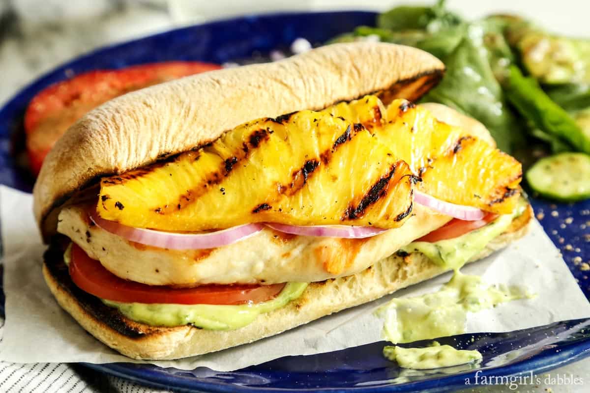 Grilled Chicken and Pineapple Sandwich with Creamy Basil Sauce {Cartagena, Colombia} A