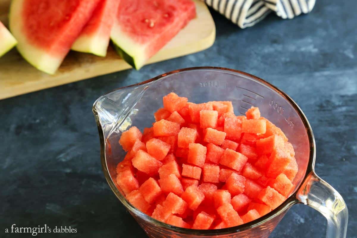 a bowl of cubed watermelon