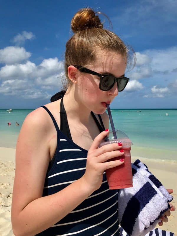 girl drinking a smoothie