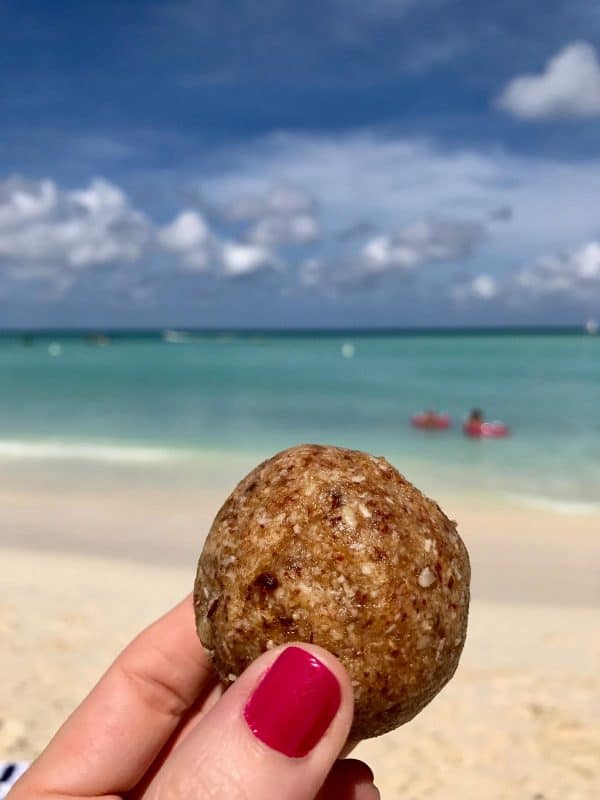 protein ball on the beach