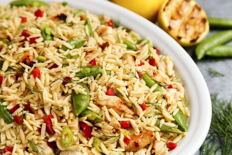 Grilled Chicken and Lemon Orzo Salad l A Farmgirl's Dabbles