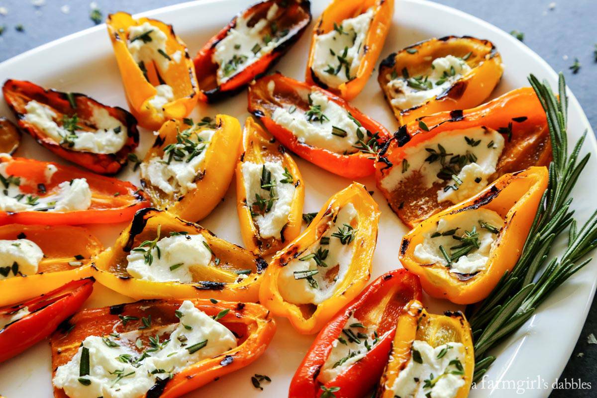 Grilled Mini Sweet Peppers with Goat Cheese • a farmgirl's dabbles