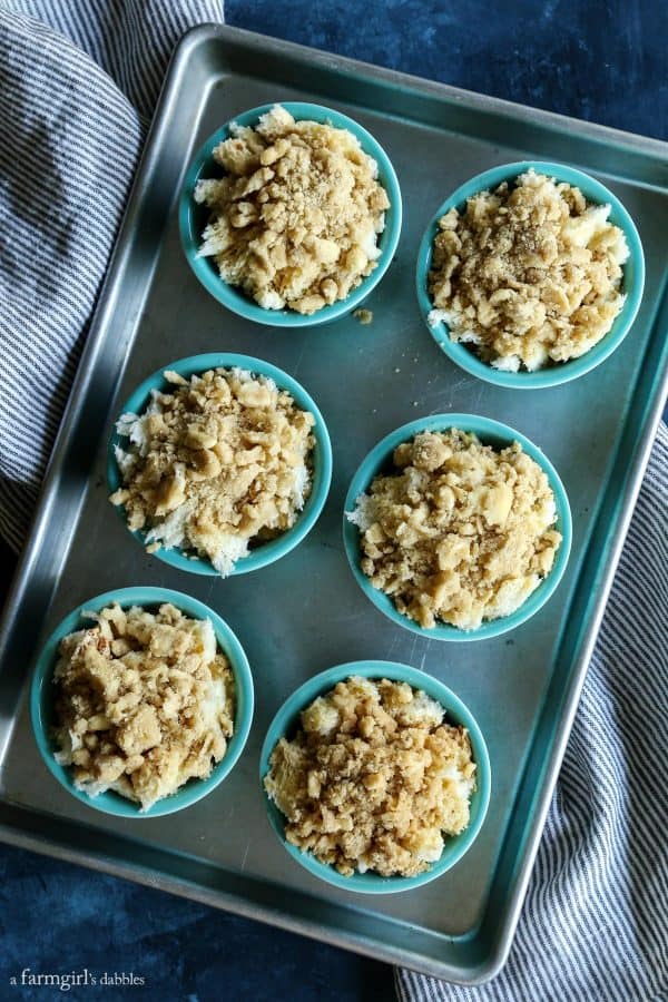 Unbaked Cinnamon Streusel Apple French Toast Cups