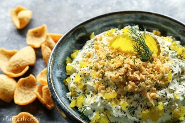 Dill Pickle Dip in a bowl