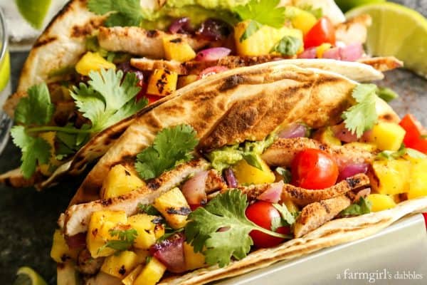 Grilled Pork and Pineapple Tacos with fresh cilantro